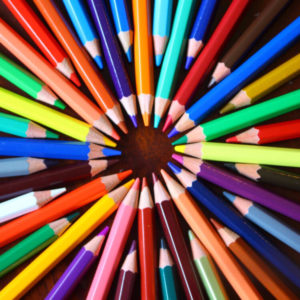 Colored pencils in a circle